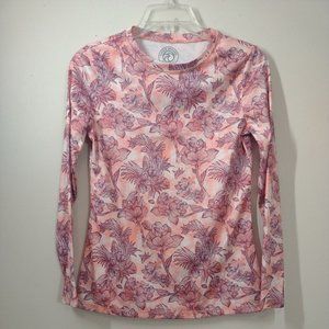 Vapor Apparel - Pink Floral Long Sleeve Fitness Top - UPF Sun Protection